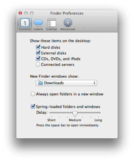 New Finder windows show