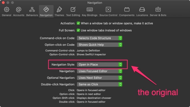Xcode Preference - Change to Open in place
